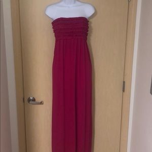 Pink ruffled top tube dress